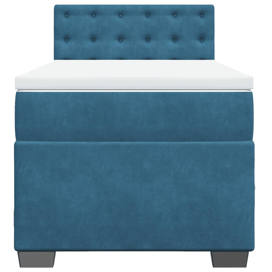 Boxspring met matras fluweel donkerblauw 80x200 cm