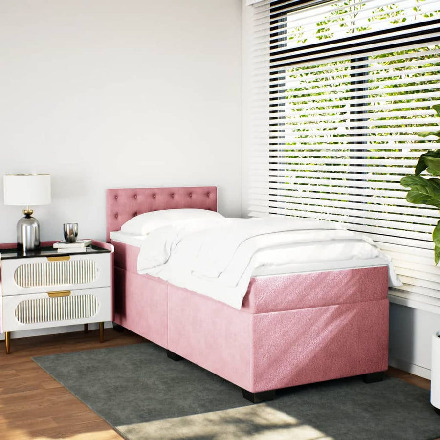 Boxspring met matras fluweel roze 80x200 cm