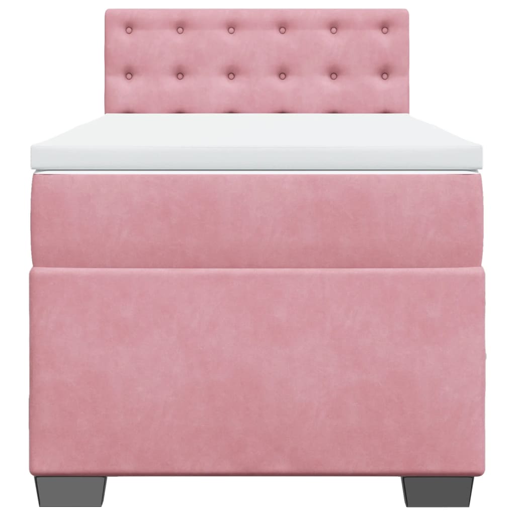 Boxspring met matras fluweel roze 80x200 cm
