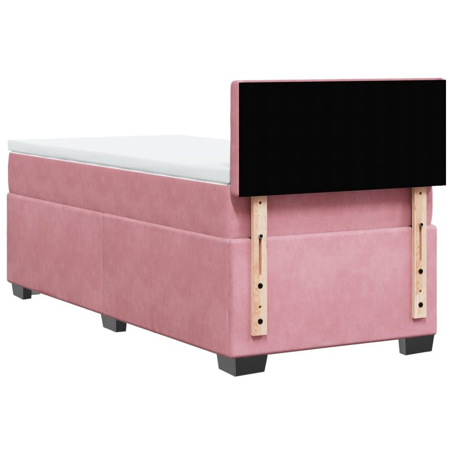 Boxspring met matras fluweel roze 80x200 cm