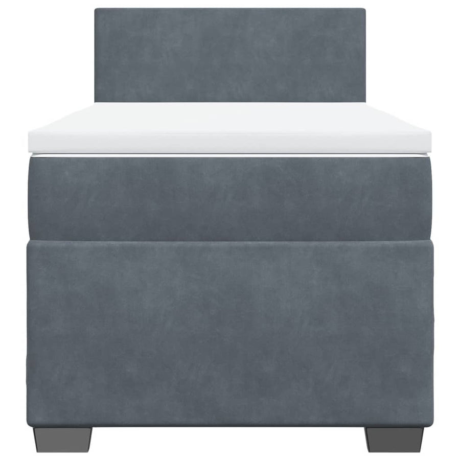 Boxspring met matras fluweel donkergrijs 90x190 cm