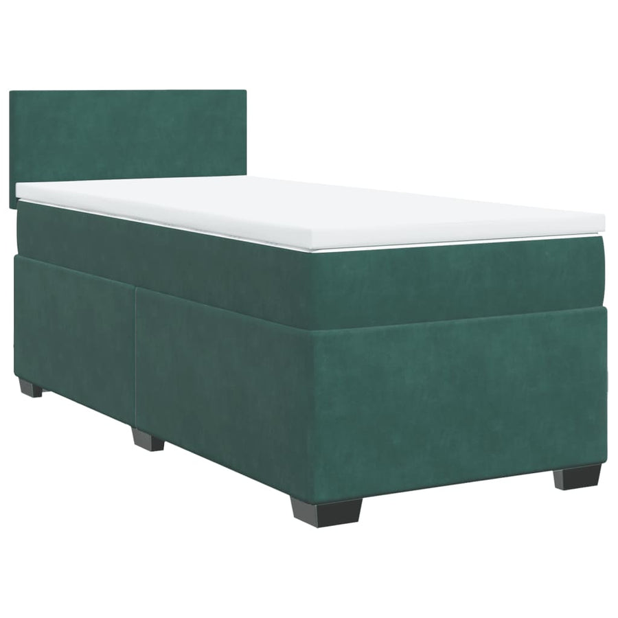 Boxspring met matras fluweel donkergroen 90x190 cm