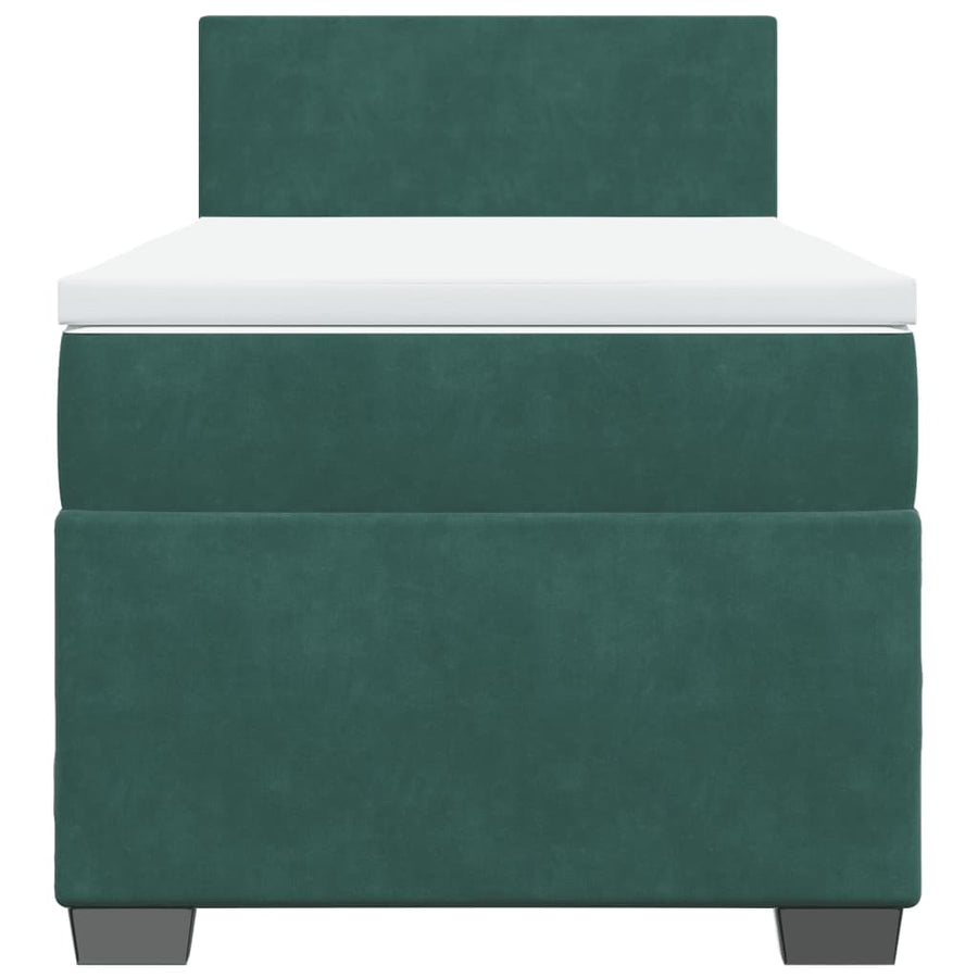 Boxspring met matras fluweel donkergroen 90x190 cm
