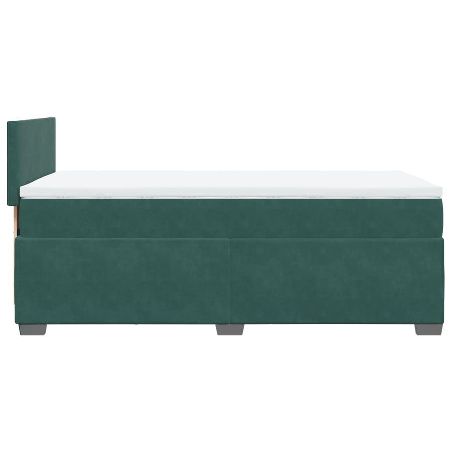 Boxspring met matras fluweel donkergroen 90x190 cm
