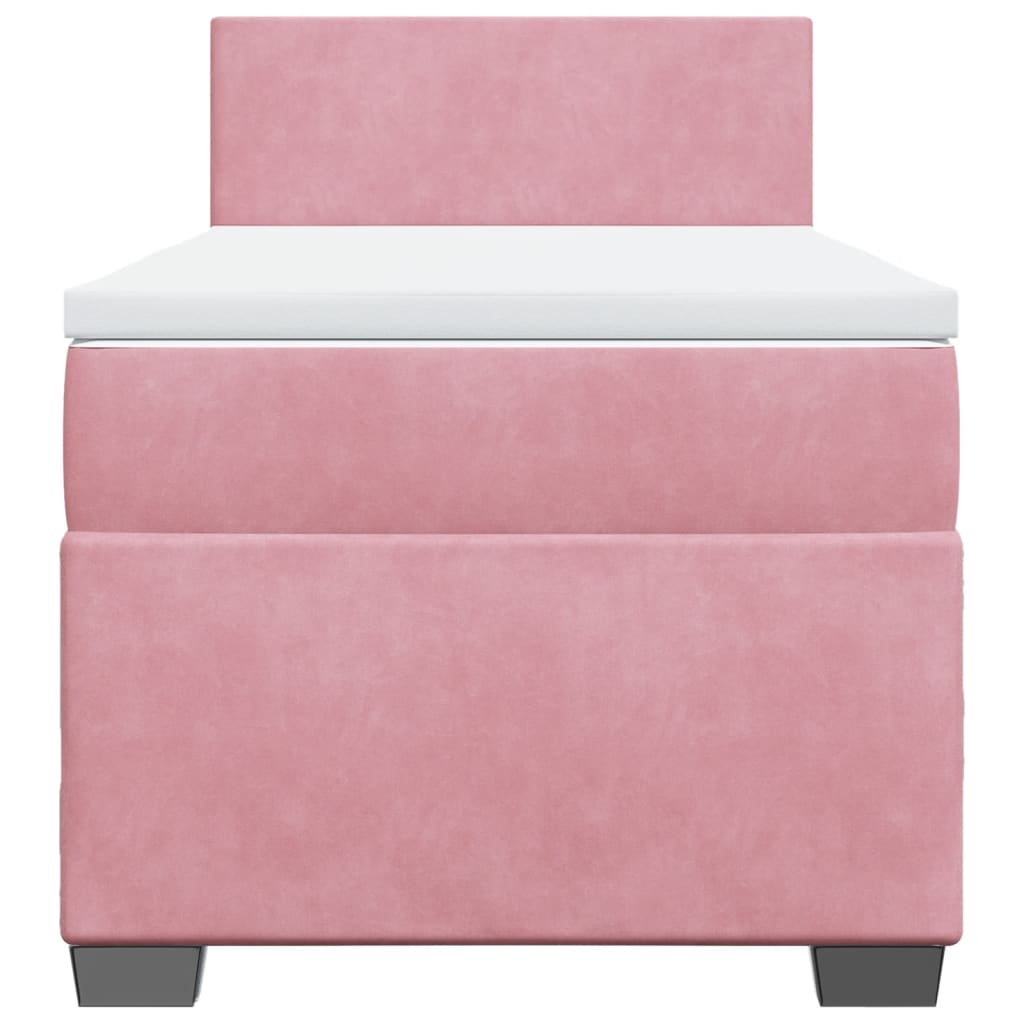Boxspring met matras fluweel roze 90x190 cm