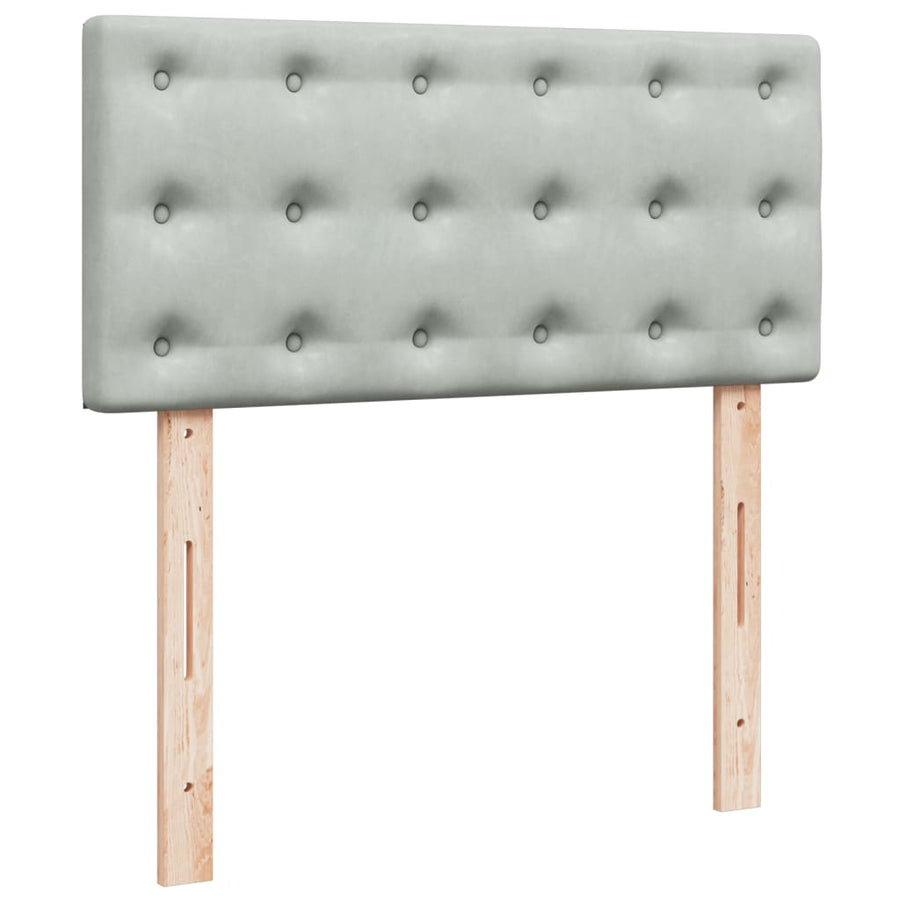 Boxspring met matras fluweel lichtgrijs 90x190 cm