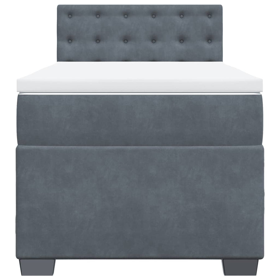 Boxspring met matras fluweel donkergrijs 90x190 cm