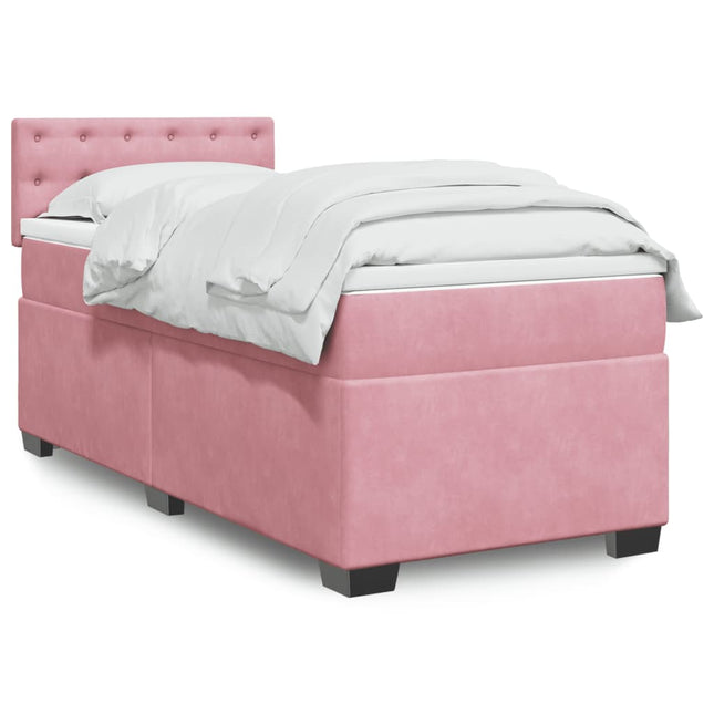 Boxspring met matras fluweel roze 90x190 cm