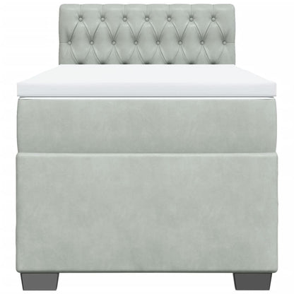 Boxspring met matras fluweel lichtgrijs 90x190 cm