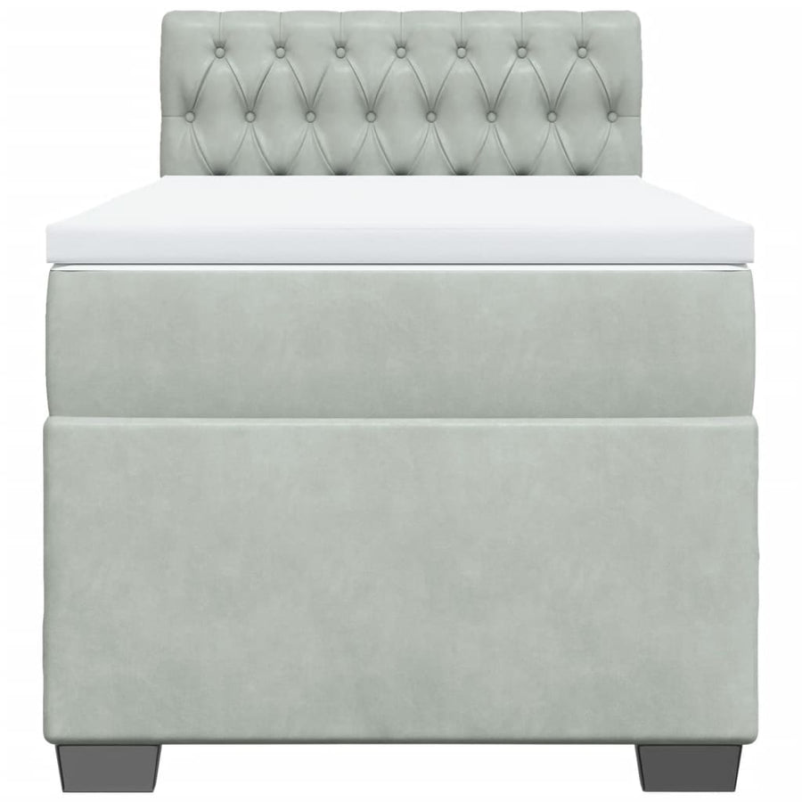 Boxspring met matras fluweel lichtgrijs 90x190 cm