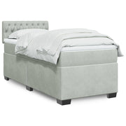 Boxspring met matras 90x190 cm lichtgrijs fluweel