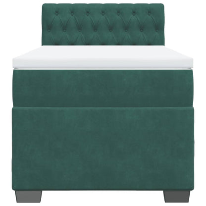 Boxspring met matras fluweel donkergroen 90x190 cm