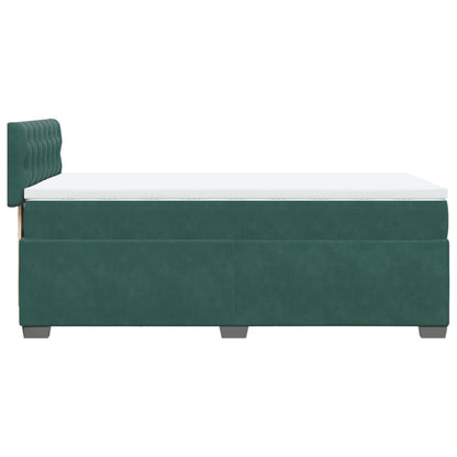 Boxspring met matras fluweel donkergroen 90x190 cm