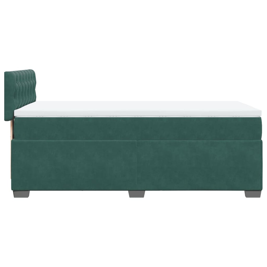 Boxspring met matras fluweel donkergroen 90x190 cm