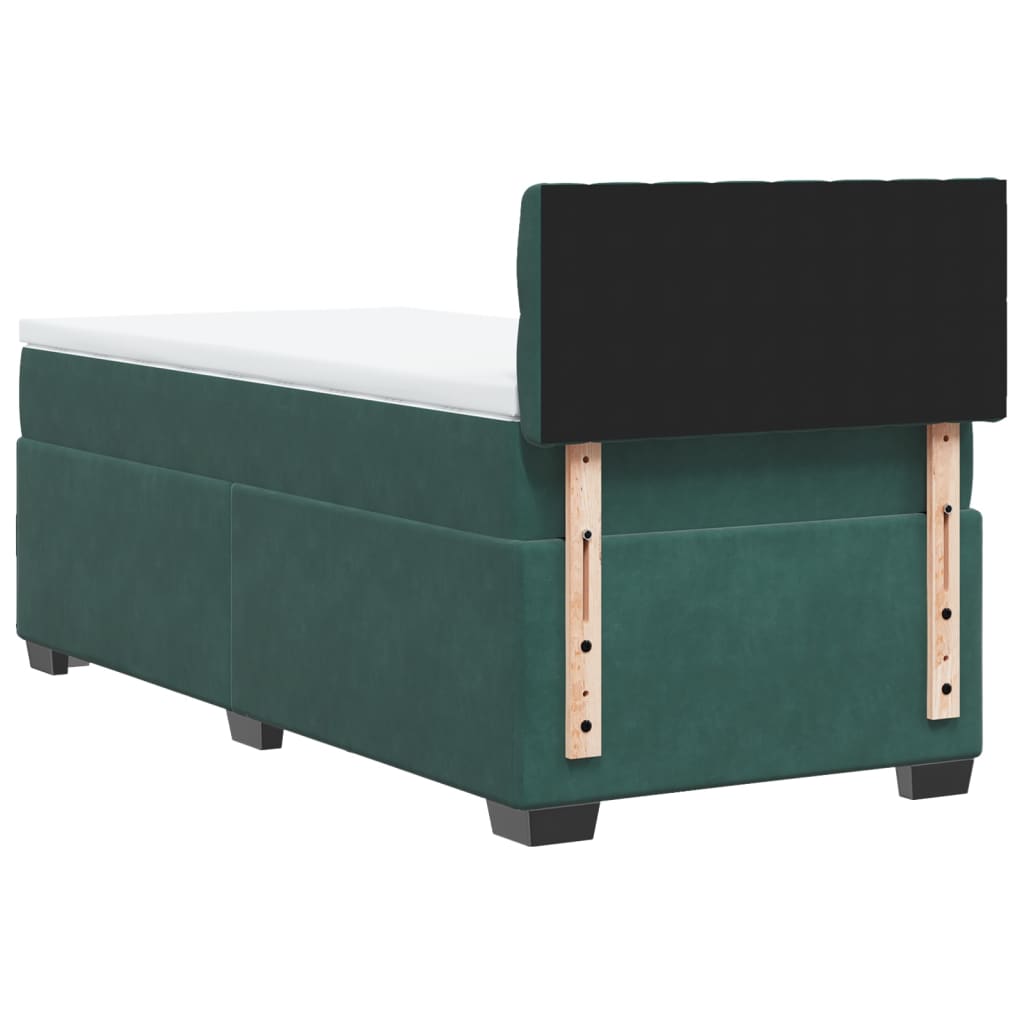 Boxspring met matras fluweel donkergroen 90x190 cm