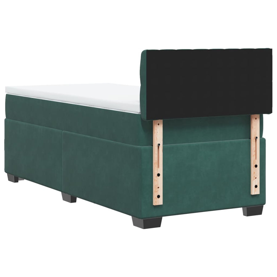 Boxspring met matras fluweel donkergroen 90x190 cm