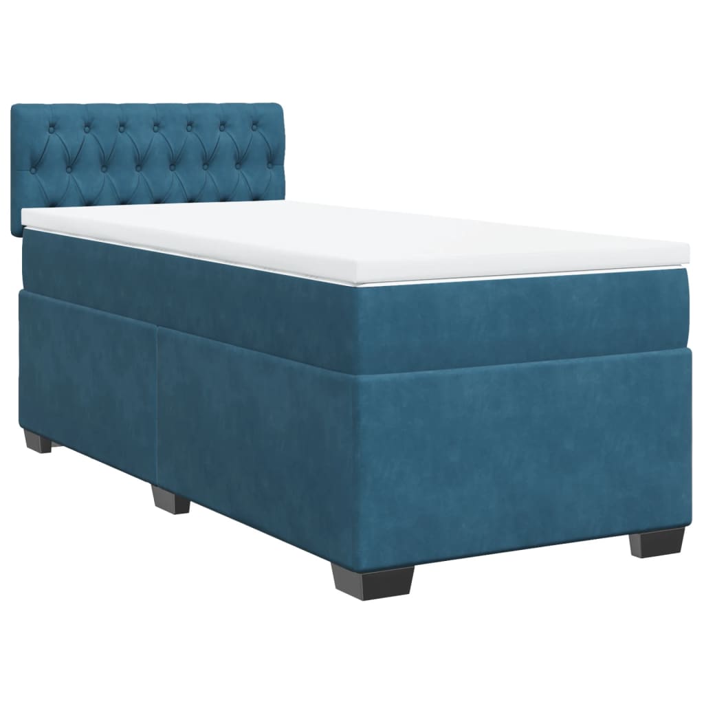 Boxspring met matras fluweel donkerblauw 90x190 cm