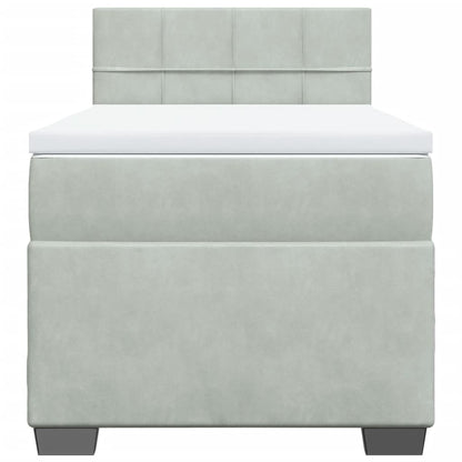 Boxspring met matras fluweel lichtgrijs 90x190 cm