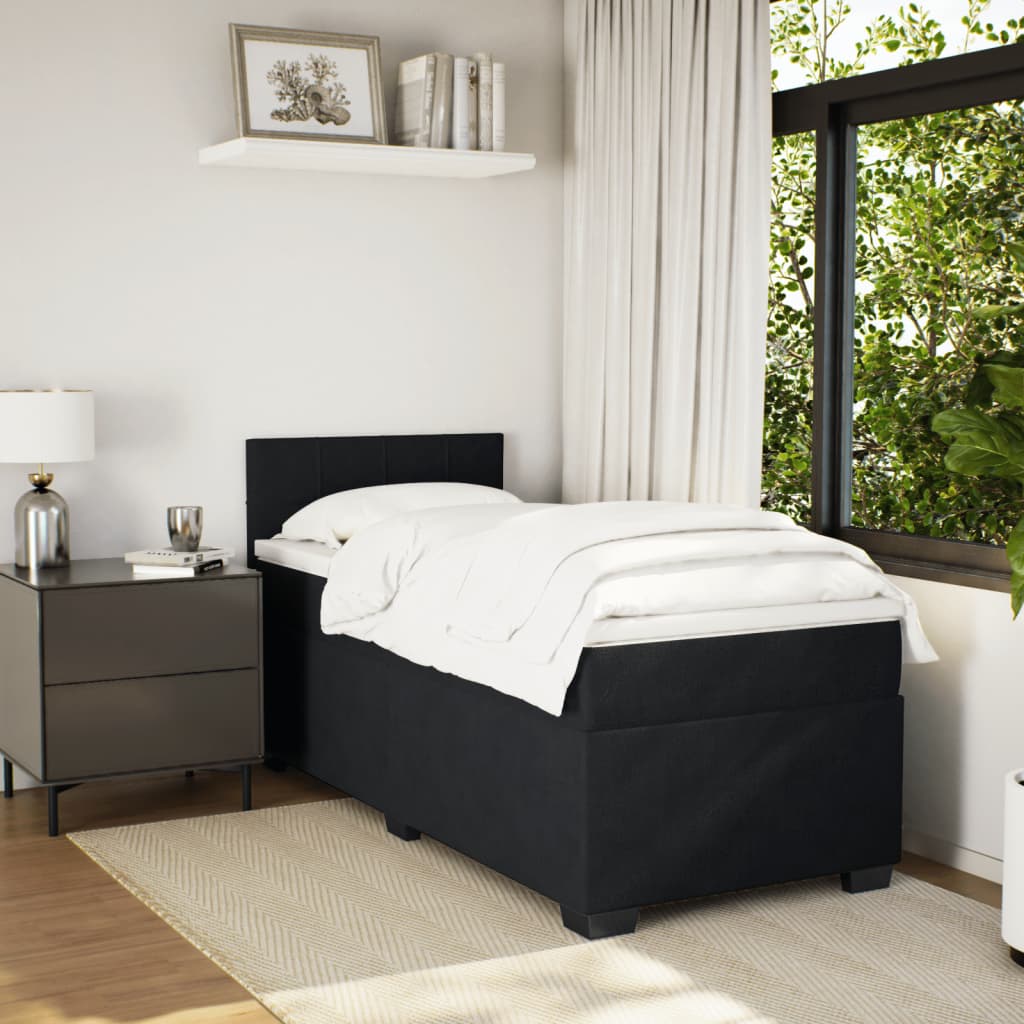 Boxspring met matras fluweel zwart 90x190 cm