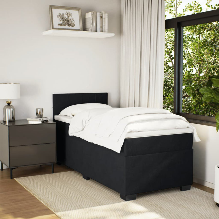 Boxspring met matras fluweel zwart 90x190 cm