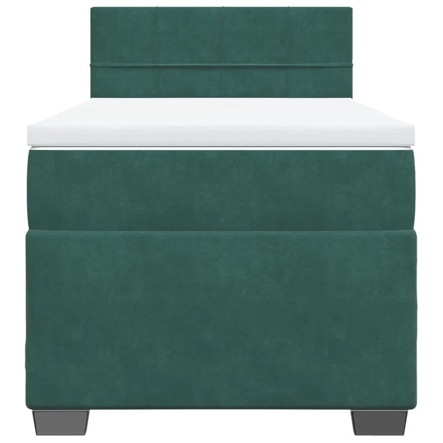 Boxspring met matras fluweel donkergroen 90x190 cm