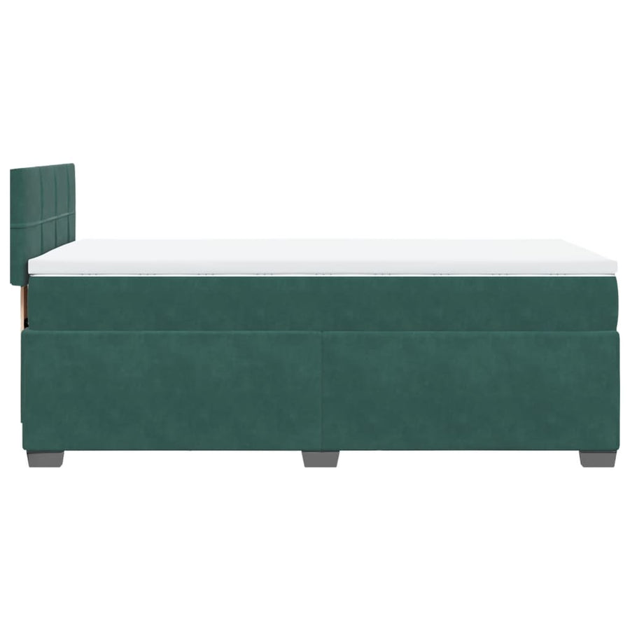Boxspring met matras fluweel donkergroen 90x190 cm