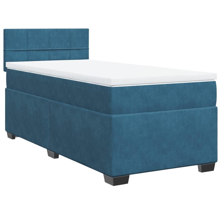 Boxspring met matras fluweel donkerblauw 90x190 cm