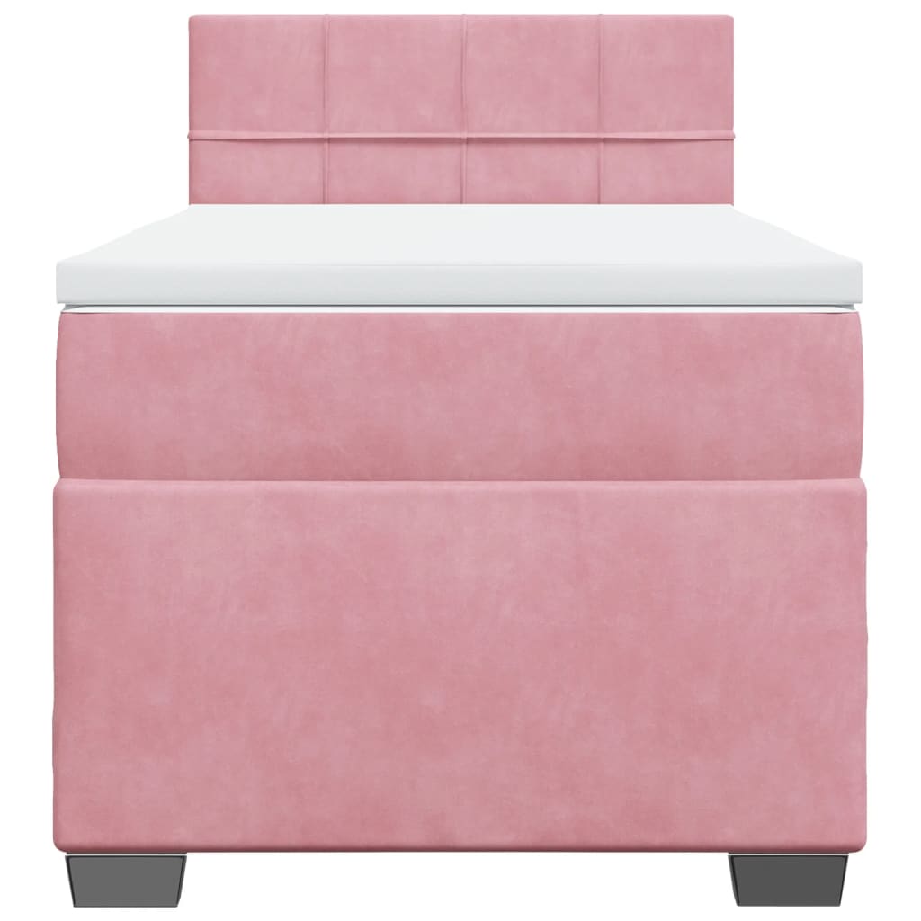 Boxspring met matras fluweel roze 90x190 cm