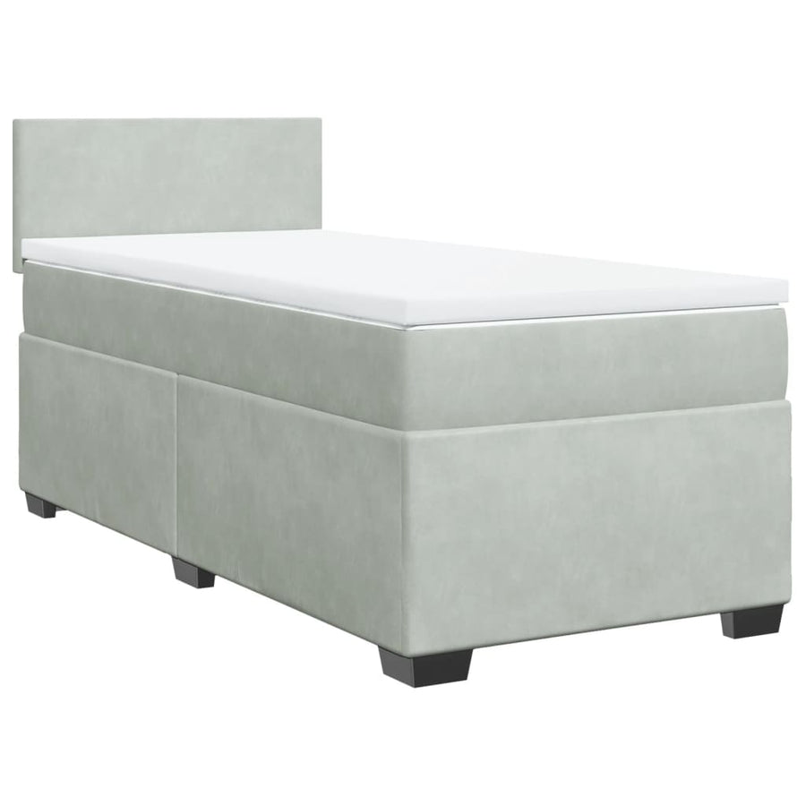 Boxspring met matras fluweel lichtgrijs 90x200 cm