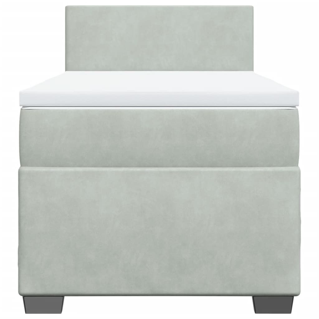 Boxspring met matras fluweel lichtgrijs 90x200 cm