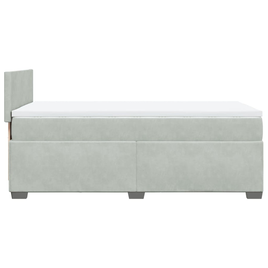 Boxspring met matras fluweel lichtgrijs 90x200 cm