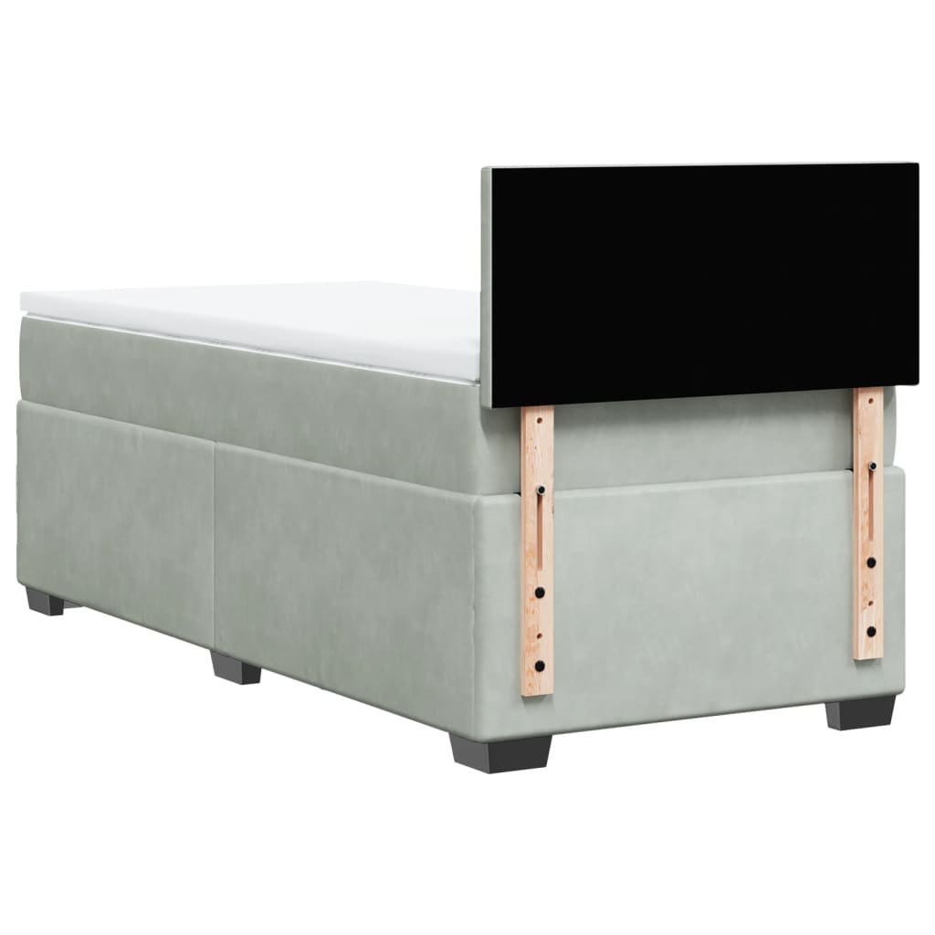 Boxspring met matras fluweel lichtgrijs 90x200 cm