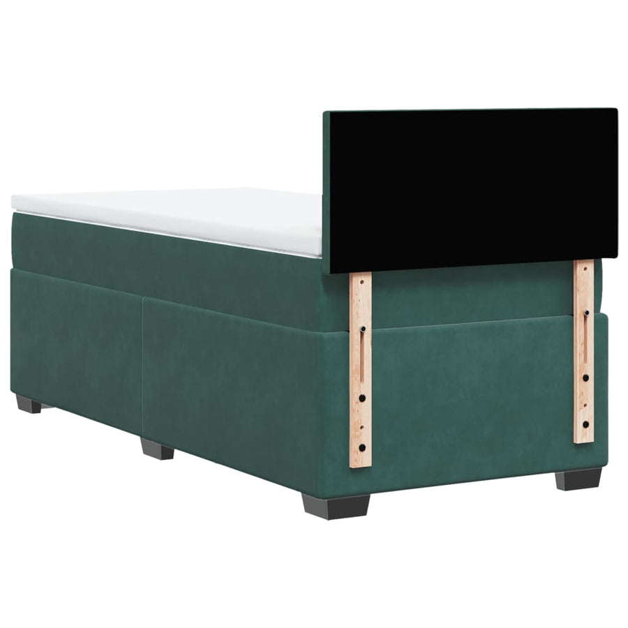 Boxspring met matras fluweel donkergroen 90x200 cm