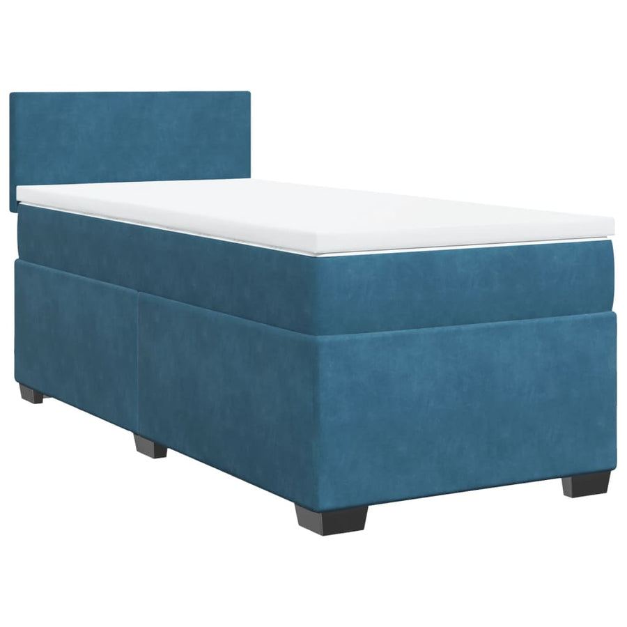 Boxspring met matras fluweel donkerblauw 90x200 cm