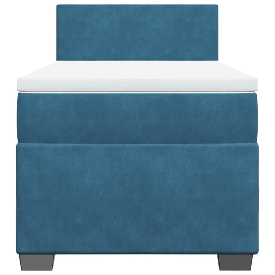 Boxspring met matras fluweel donkerblauw 90x200 cm