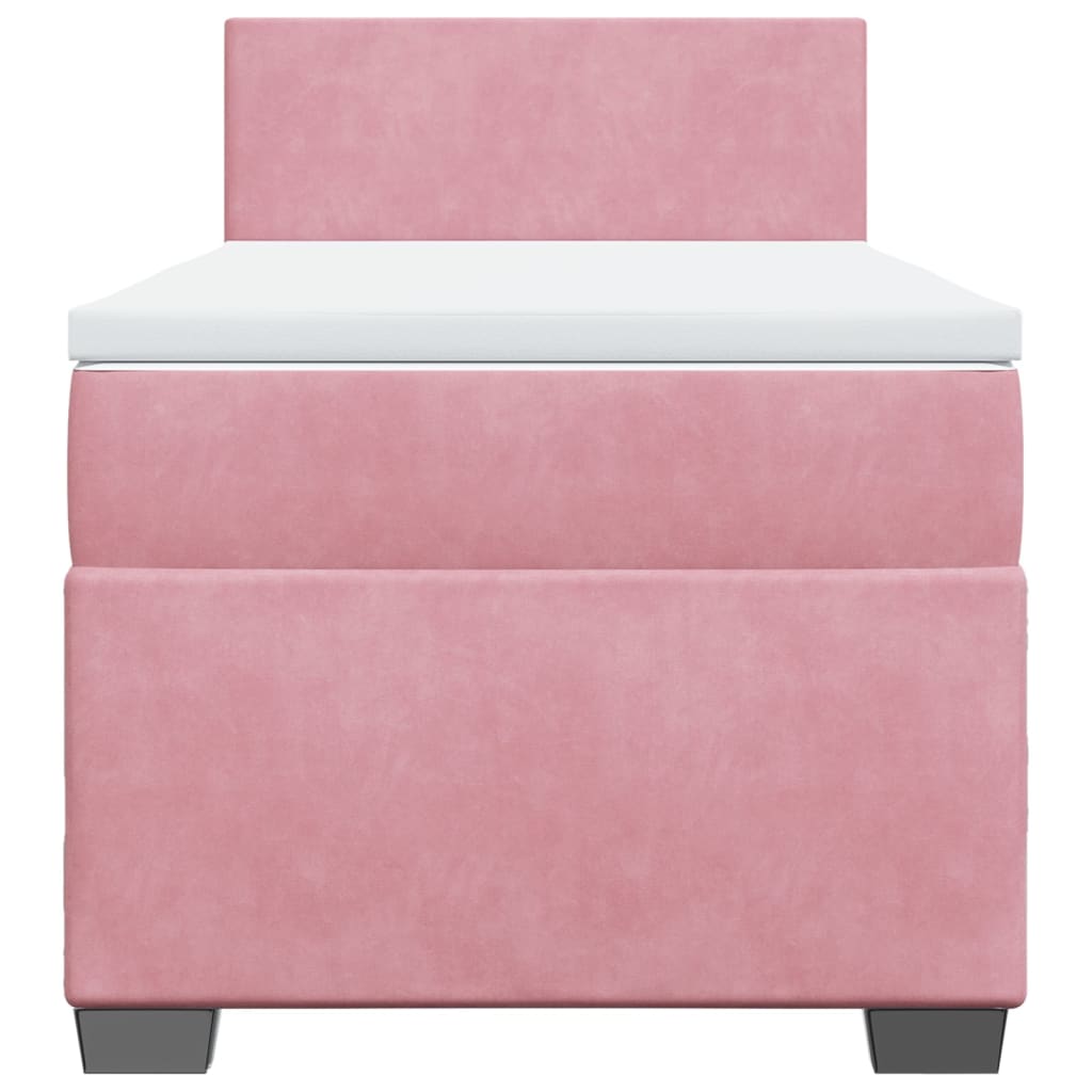 Boxspring met matras fluweel roze 90x200 cm