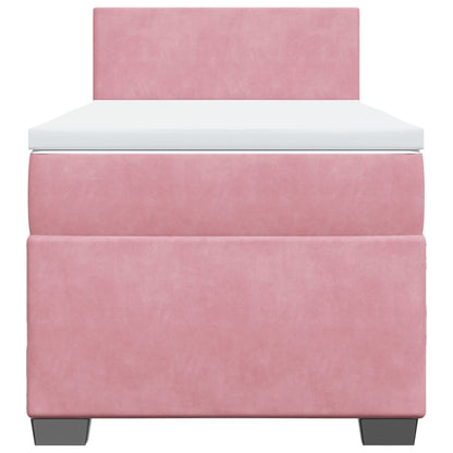 Boxspring met matras fluweel roze 90x200 cm