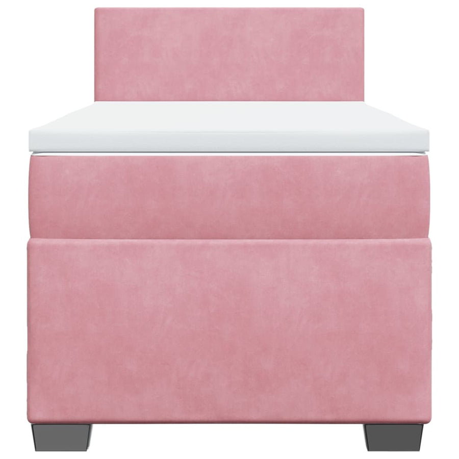 Boxspring met matras fluweel roze 90x200 cm