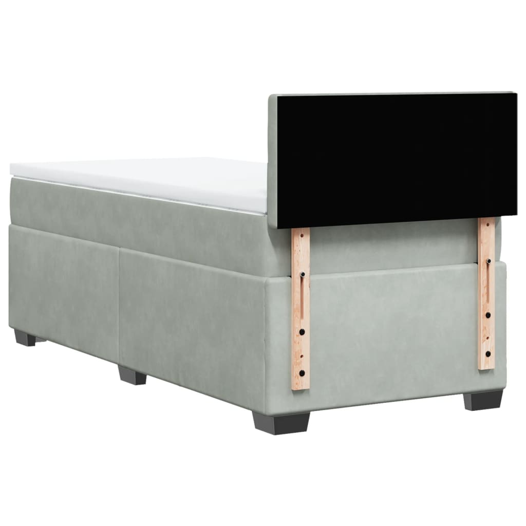 Boxspring met matras fluweel lichtgrijs 90x200 cm