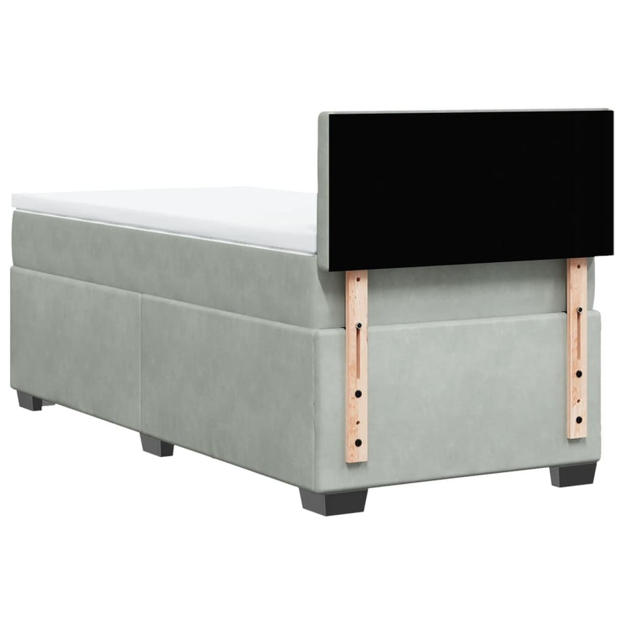 Boxspring met matras fluweel lichtgrijs 90x200 cm