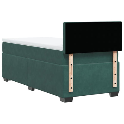 Boxspring met matras fluweel donkergroen 90x200 cm