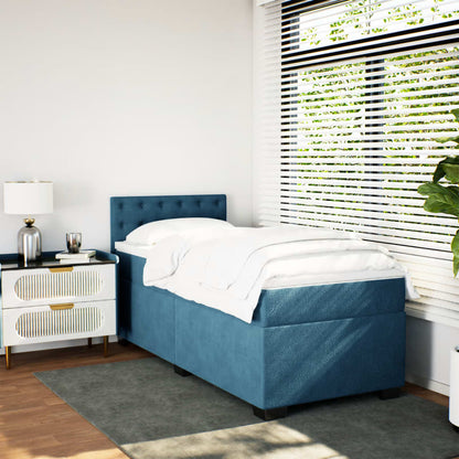 Boxspring met matras fluweel donkerblauw 90x200 cm