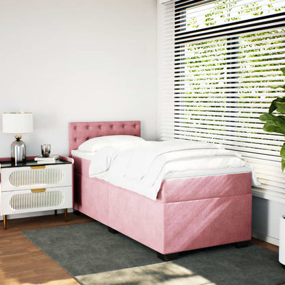 Boxspring met matras fluweel roze 90x200 cm