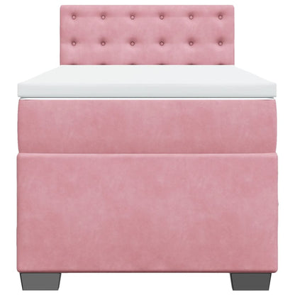 Boxspring met matras fluweel roze 90x200 cm