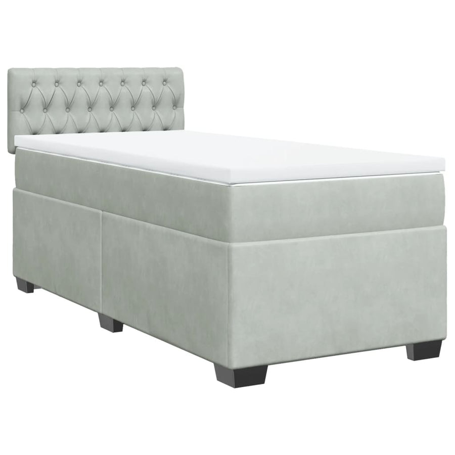 Boxspring met matras fluweel lichtgrijs 90x200 cm