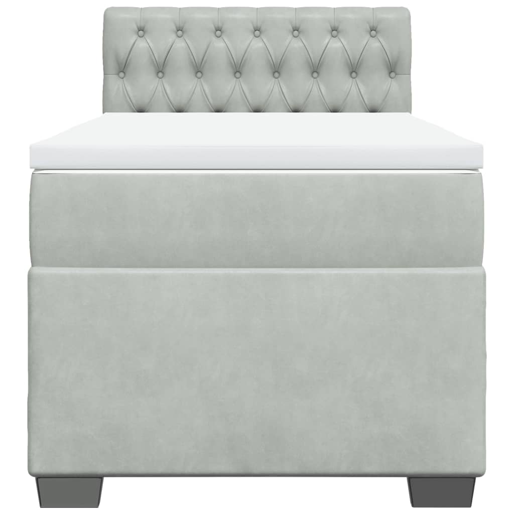 Boxspring met matras fluweel lichtgrijs 90x200 cm