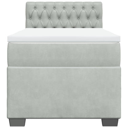 Boxspring met matras fluweel lichtgrijs 90x200 cm