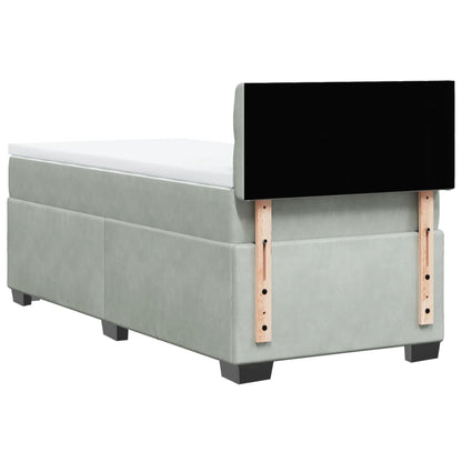 Boxspring met matras fluweel lichtgrijs 90x200 cm