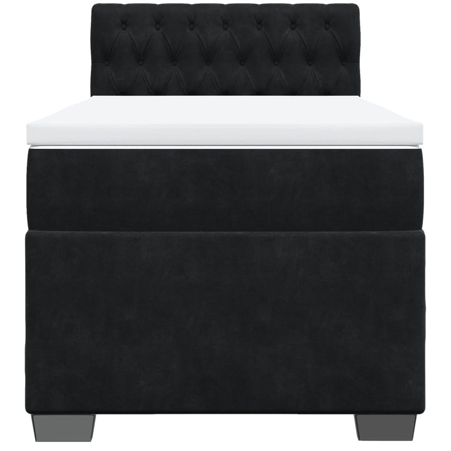 Boxspring met matras fluweel zwart 90x200 cm