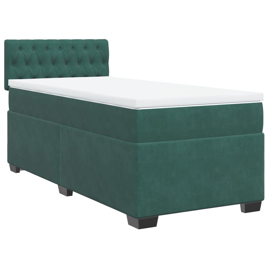 Boxspring met matras fluweel donkergroen 90x200 cm